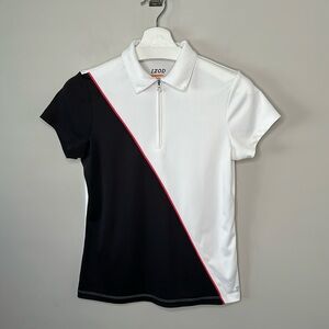Izod Black and White Colour Block Golf Polo